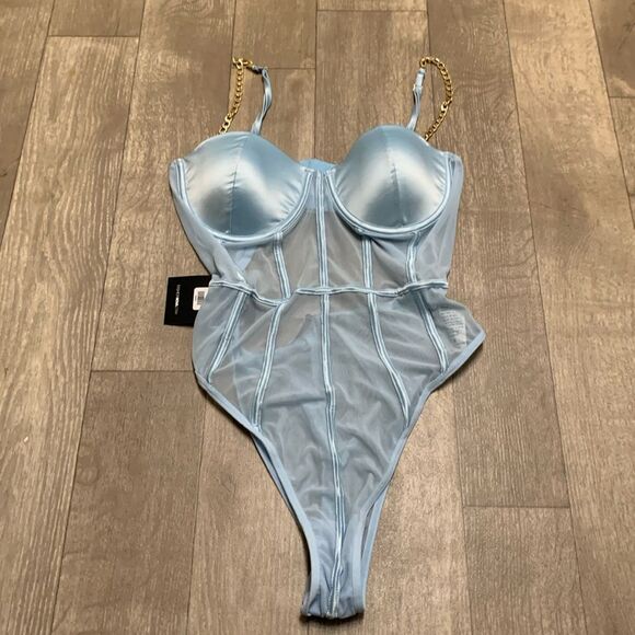NWT Fashion Nova Chain To You Sheer See Through Mesh Bodysuit - Picture 2 of 8
